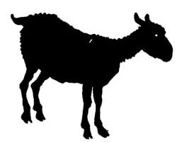 A small silhouette of the Sheep, standing quietly in profile, the first of three silhouettes of the fable's characters.
