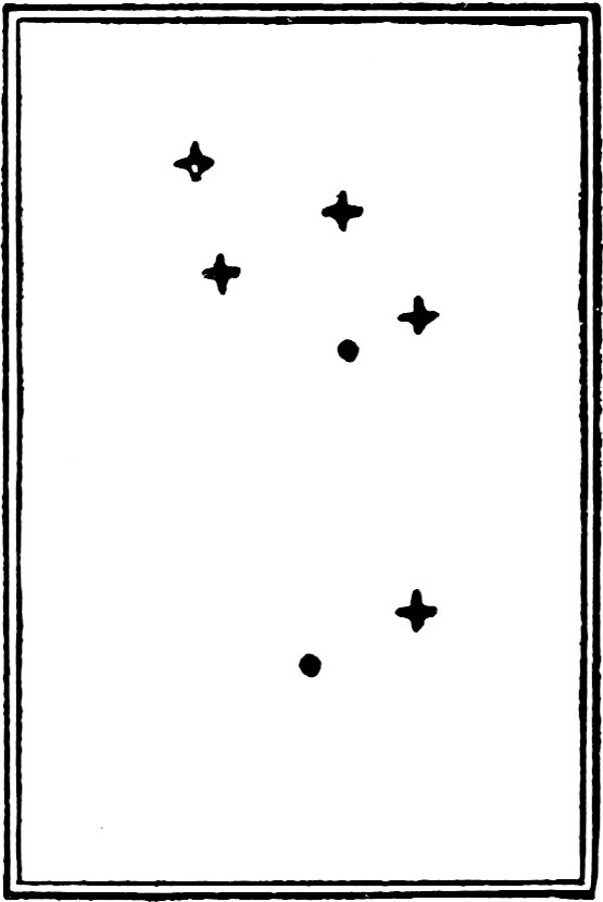 Fig. 60.—Delphinus, the Dolphin. — The small diamond of four stars at the top that forms Job's Coffin, with a few fainter stars trailing below it.