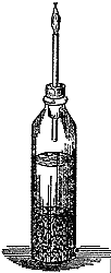 The "philosopher's candle" — a small phial holding zinc and acid, with a cork and a tube through it, and the hydrogen burning in a small steady flame at the tip.