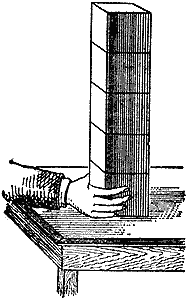 A bladder stretched over the mouth of a glass. As the air beneath is pumped away, the atmosphere presses the bladder deeper and deeper in, until at last it bursts.