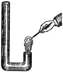 The spirit flame made to burn downwards into a little chimney, by reversing the current of air that ordinarily carries it up.