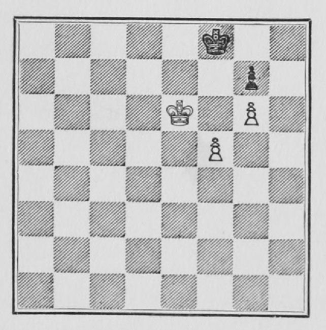White: King e6, Pawns f5, g6. Black: King f8, Pawn g7.