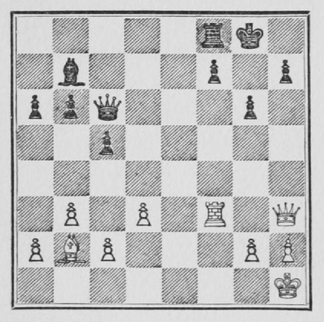 White: King h1, Queen h3, Rook f3, Bishop b2, Pawns a2, b3, c2, d3, g2, h2. Black: King g8, Queen c6, Rook f8, Bishop b7, Pawns a6, b6, c5, f7, g6, h7.