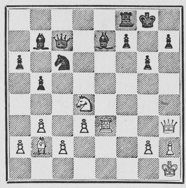 White: King h1, Queen h3, Rook e3, Bishop b2, Knight d4, Pawns a2, b3, c2, d3, g2, h2. Black: King g8, Queen c7, Rook f8, Bishops b7, e7, Knight c6, Pawns a6, b5, f7, g6, h7.