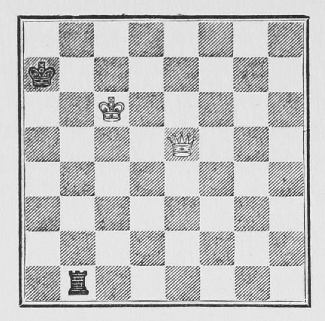 White: King c6, Queen e5. Black: King a7, Rook b1.