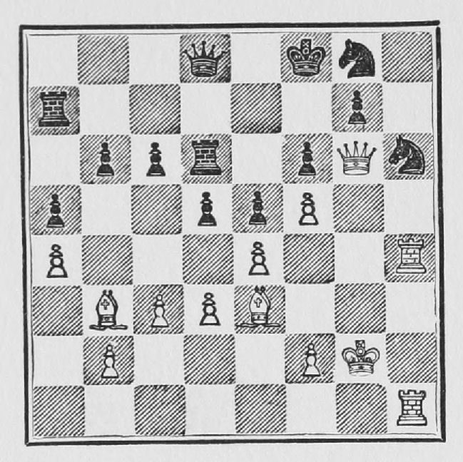 White: King g2, Queen g6, Rooks h1, h4, Bishops b3, e3, Pawns a4, b2, c3, d3, e4, f2, f5. Black: King f8, Queen d8, Rooks a7, d6, Knights g8, h6, Pawns a5, b6, c6, d5, e5, f6, g7.