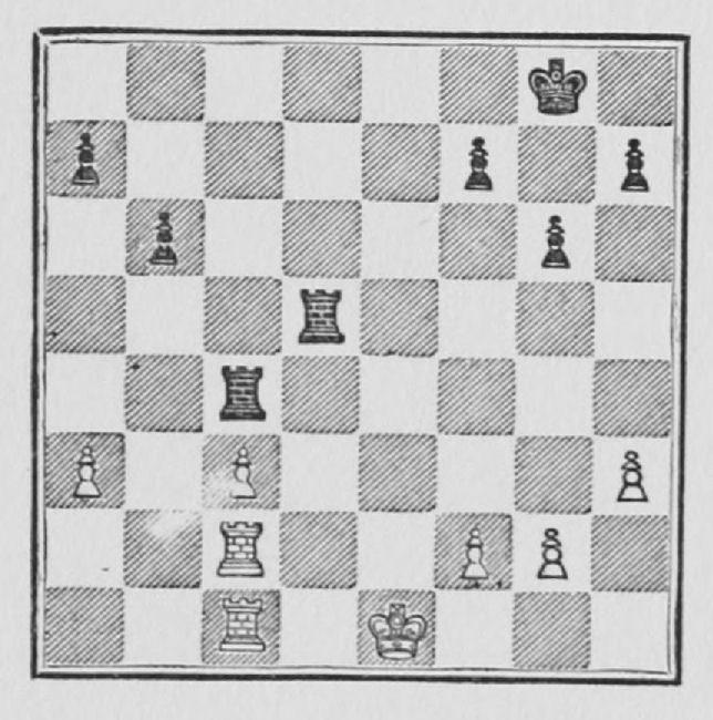 White: King e1, Rooks c1, c2, Pawns a3, c3, f2, g2, h3. Black: King g8, Rooks c4, d5, Pawns a7, b6, f7, g6, h7.