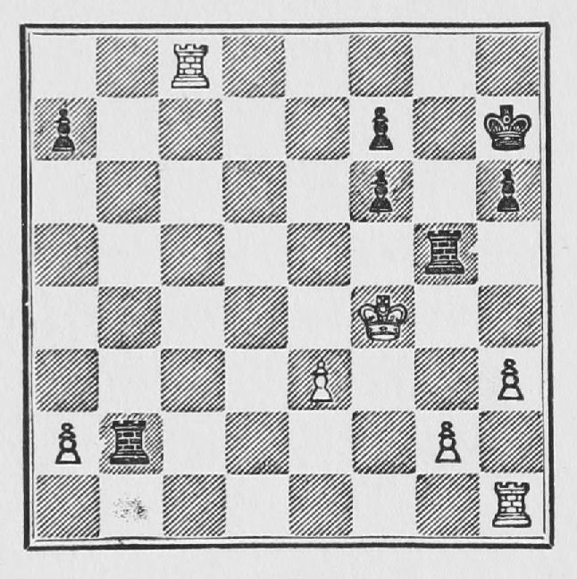 White: King f4, Rooks c8, h1, Pawns a2, e3, g2, h3. Black: King h7, Rooks g5, b2, Pawns a7, f7, f6, h6.