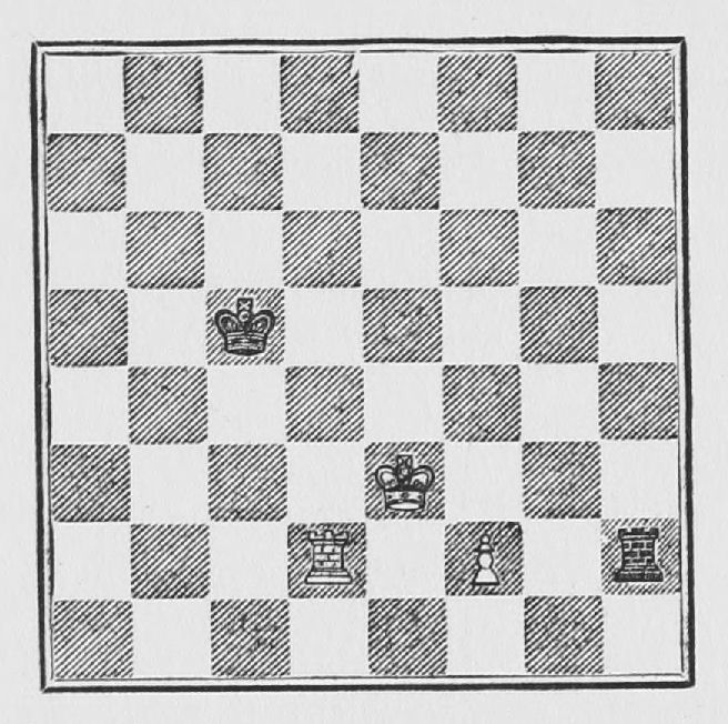 White: King e3, Rook d2, Pawn f2. Black: King c5, Rook h2.