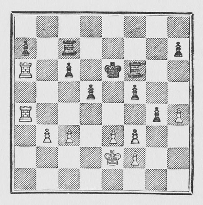 White: King e2, Rooks a6, a4, Pawns b3, c3, e3, f3, f2, h4. Black: King e6, Rooks c7, f6, Pawns a7, c6, d5, f5, g4, h7.