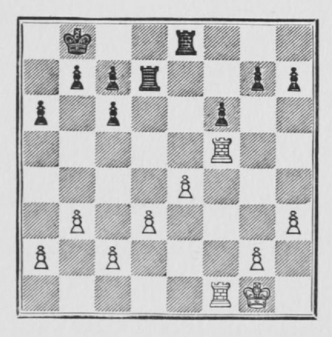 White: King g1, Rooks f5, f1, Pawns a2, b3, c2, d3, e4, g2, h3. Black: King b8, Rooks e8, d7, Pawns a6, b7, c7, c6, f6, g7, h7.