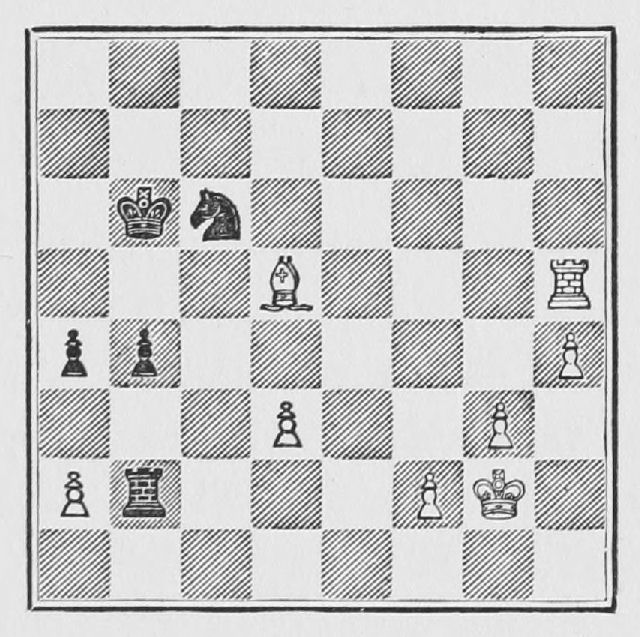 White: King g2, Rook h5, Bishop d5, Pawns a2, d3, f2, g3, h4. Black: King b6, Rook b2, Knight c6, Pawns a4, b4.