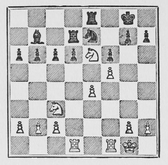 White: King g1, Rooks d1, f1, Knights c3, e6, Pawns a2, b2, c2, e4, f5, g2, h2. Black: King g8, Rooks d7, e8, Bishop b7, Knight e7, Pawns a6, b6, c6, d6, f6, g7, h7.