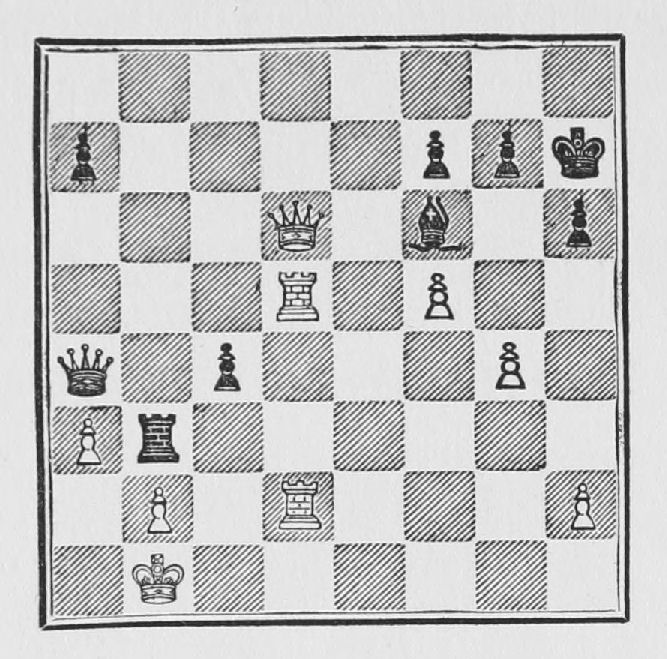 White: King b1, Queen d6, Rooks d2, d5, Pawns a3, b2, f5, g4, h2. Black: King h7, Queen a4, Rook b3, Bishop f6, Pawns a7, c4, f7, g7, h6.