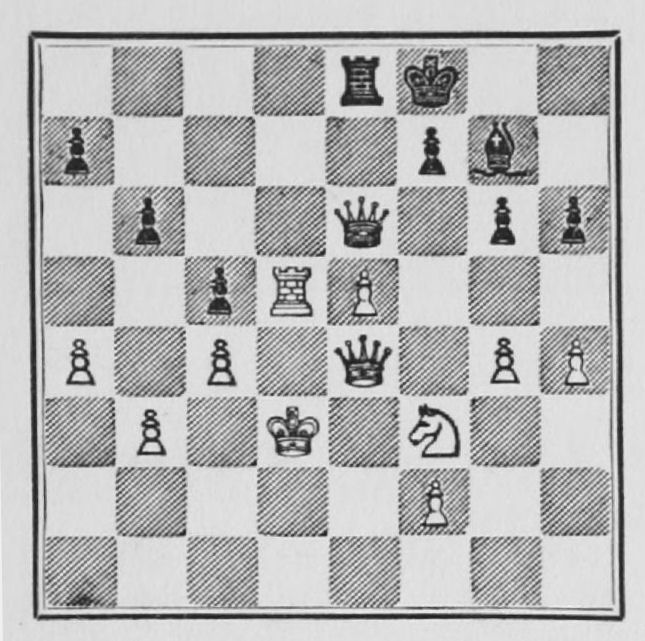 White: King d3, Queen e4, Rook d5, Knight f3, Pawns a4, b3, c4, e5, f2, g4, h4. Black: King f8, Queen e6, Rook e8, Bishop g7, Pawns a7, b6, c5, f7, g6, h6.