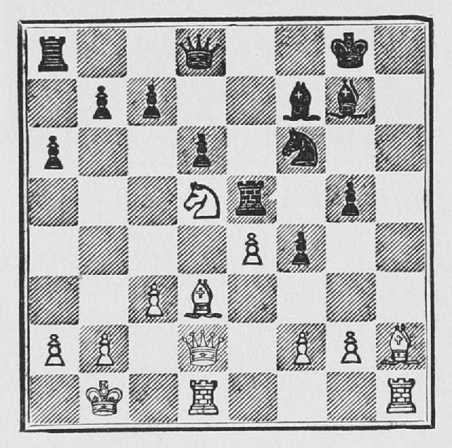 White: King b1, Queen d2, Rooks d1, h1, Bishops d3, h2, Knight d5, Pawns a2, b2, c3, e4, f2, g2. Black: King g8, Queen d8, Rooks a8, e5, Bishops f7, g7, Knight f6, Pawns a6, b7, c7, d6, f4, g5.
