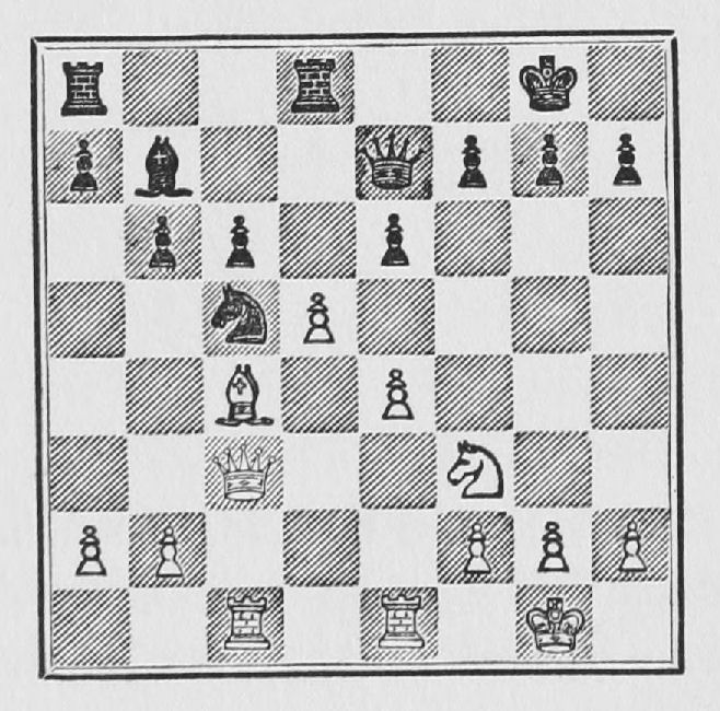 White: King g1, Queen c3, Rooks c1, e1, Bishop c4, Knight f3, Pawns a2, b2, d5, e4, f2, g2, h2. Black: King g8, Queen e7, Rooks a8, d8, Bishop b7, Knight c5, Pawns a7, b6, c6, e6, f7, g7, h7.