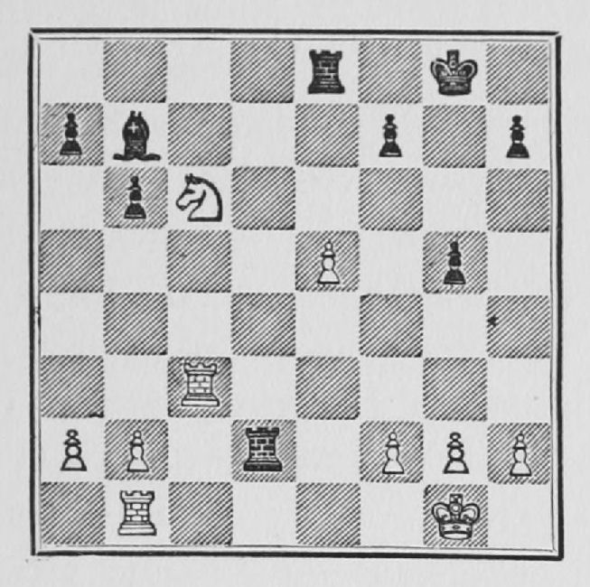 White: King g1, Rooks b1, c3, Knight c6, Pawns a2, b2, e5, f2, g2, h2. Black: King g8, Rooks d2, e8, Bishop b7, Pawns a7, b6, f7, g5, h7.
