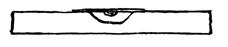 Koch's hanging-drop, seen edge-on: the thick oblong piece of glass with its concave well scooped out, the thin glass laid across the top, and the drop hanging down from it into the well.