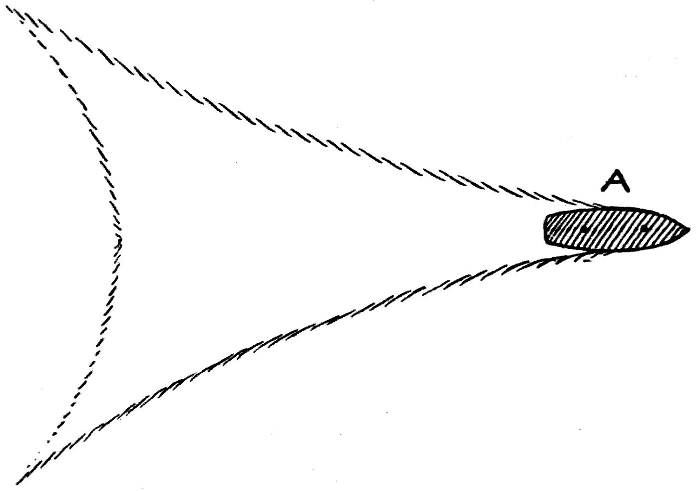The form of a single one of the waves a small towed body originates, as worked out by Lord Kelvin — the curved wave-line that, repeated, builds up the whole ship-wave system.