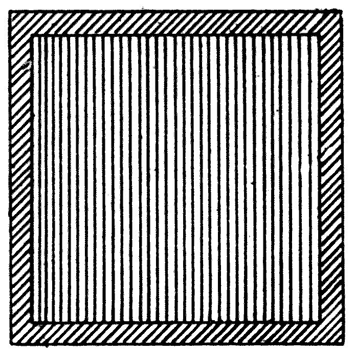 The wire grid. Held with its wires crosswise to the radiator rods it might as well not be there; turned through a right angle, so the wires run parallel to the rods, the same grid becomes as opaque as a sheet of metal.
