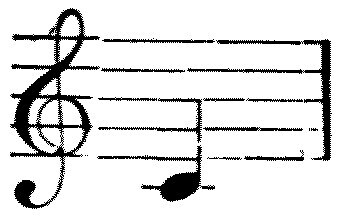 Middle C, set on its own short ledger line below the treble staff.
