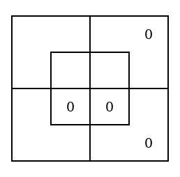The larger Diagram, with grey counters in No. 10, the upper right outer compartment, in Nos. 13 and 14, the lower half of the inner square, and in No. 16.