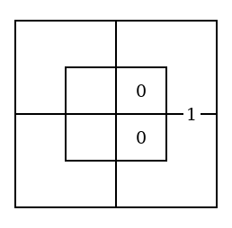 The larger Diagram, with grey counters in Nos. 12 and 14, the inner square's right half, and a red counter on the line between No. 10 and No. 16.