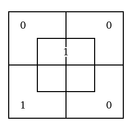 The larger Diagram, with grey counters in Nos. 9, 10 and 16, a red counter in No. 15, the lower left, and one on the line between 11 and 12.