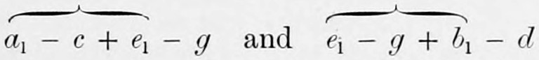The direct chords a₁ − c + e₁ − g and e₁ − g + b₁ − d, a brace above each over its minor triad, a₁ − c + e₁ and e₁ − g + b₁.