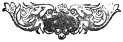 A headpiece: a scrolled ornament of two winged beasts facing each other across a dark central cartouche.