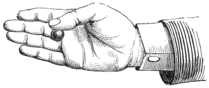Fig. 120. — The ball being rolled by the thumb across the first and second fingers, until it lodges between the second and third fingers.