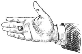 Fig. 121. — The open hand seen from the palm side, the ball lodged between the second and third fingers, where it stays while the hand is used freely.