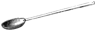 Fig. 204. — The ink ladle, a plain oval tin bowl on a long straight hollow handle.