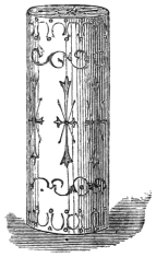 Fig. 212. — The pasteboard cover, a tall cylinder closed at the top and decorated with scrolls and sprays.
