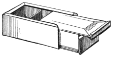 Fig. 218. — The domino-box with its sliding lid partly drawn out, the inner lining coming out with it like a drawer.