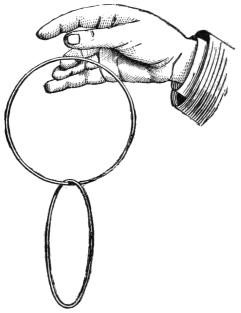 Fig. 237. — One hand holding a ring by its upper edge, the second ring hanging linked from its lowest point.
