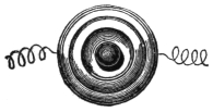 Fig. 303. — The connecting stud: a round disc with a button in the centre and a coiled wire leading away on each side.