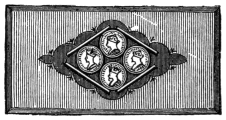 Fig. 309. — The sliding lid seen from beneath, with the half-crowns lying in the space enclosed by slips of glass behind its opaque ornamental centre.