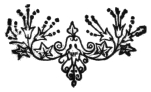 An ornamental tailpiece of flowers and foliage.