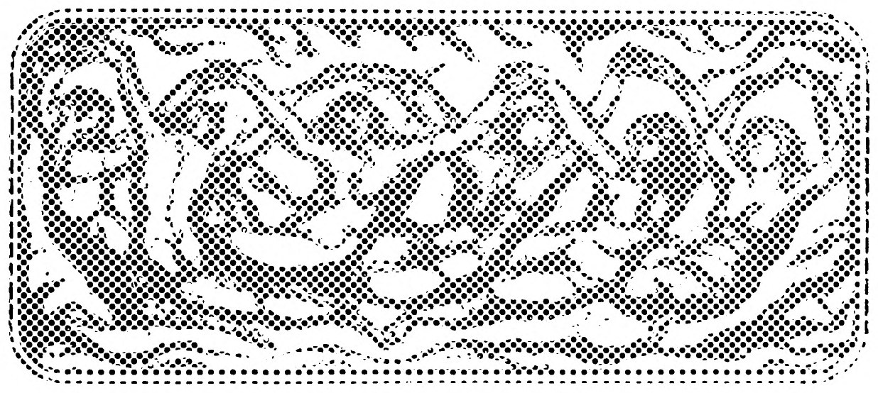 A second screened band from the title page, of tangled bodies and limbs interlaced like vines.