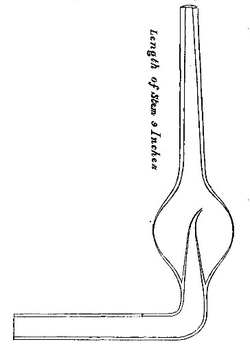 The author's own glass bubble pipe, drawn full size. Length of stem 9 inches.
