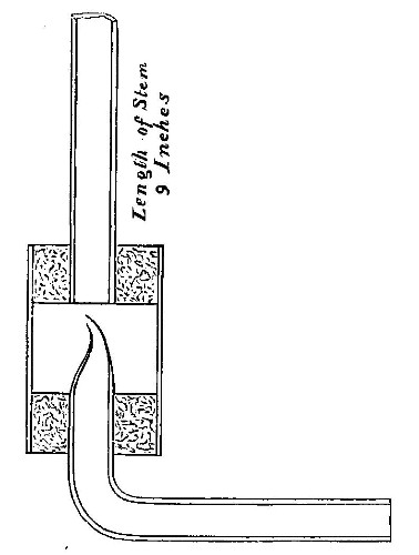 The same pipe made with a cork trap instead of blown glass, for those who are not glass-blowers. Length of stem 9 inches.