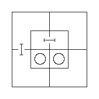 The Triliteral Diagram — an O in each of the two Inner Cells of the South Half, and a "I" on the fence in the Inner Portion of the North Half and another on the fence in the Outer Portion of the West Half.