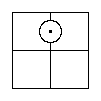 "Some x exist" — a Red Counter sits astride the partition inside the North Half. Every Red Counter in this book is drawn as a small circle with a dot in it; every Grey Counter as a plain circle.