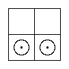 A Red Counter in each of the two South Cells.