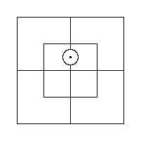 "Some x are m" and "Some m are x" — a Red Counter astride the partition inside the Inner Portion of the North Half, the same mark as for "Some xm exist".