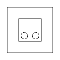 A Grey Counter in each of the two Inner Cells of the South Half.