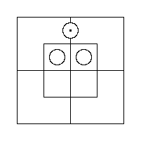 A Red Counter inside the North Half's Outer Portion, and a Grey Counter in each of its two Inner Cells.