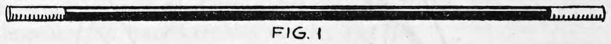Fig. 1. — A long slender hollow metal wand seen from the side, with narrowed tips at both ends.